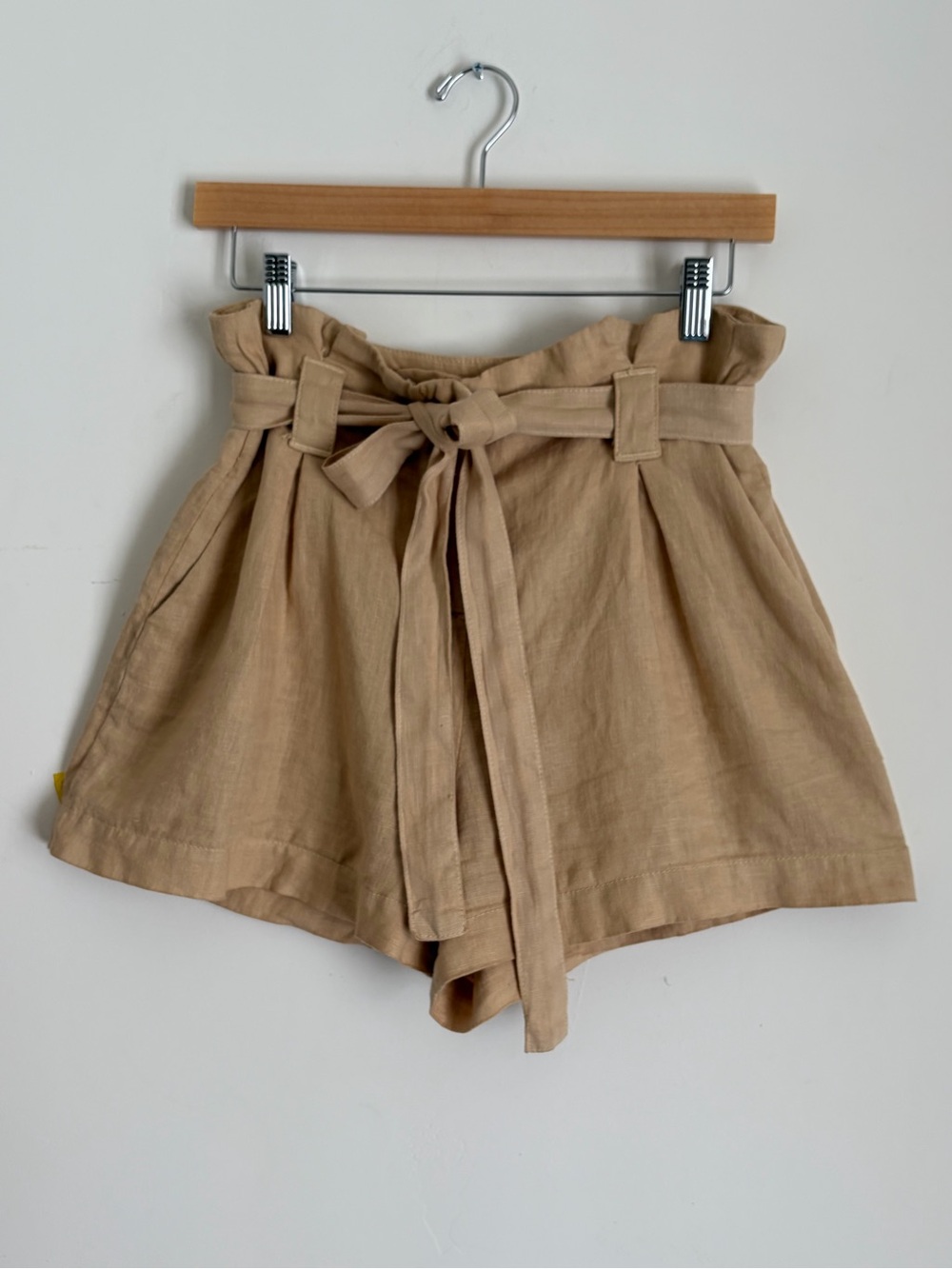 L'Agence Beige 100% Linen High-Rise Shorts Size 24
